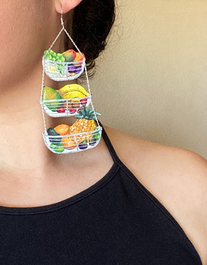 Hanging Fruit Basket Earrings, Made to order