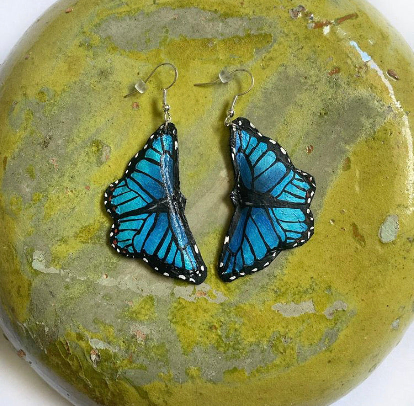 Small Blue Morpho Butterfly Earrings