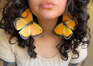 Lg Orange Sulphur Butterfly Earrings